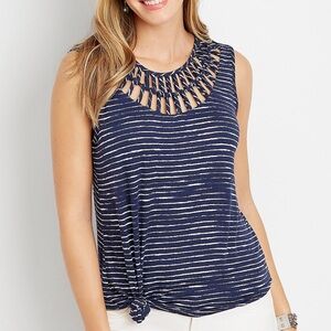 Women’s Navy Striped Sleeveless Top